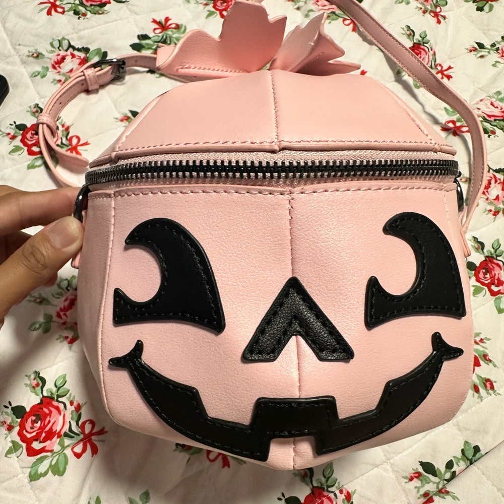 Pink Pumpkin Face Crossbody Bag